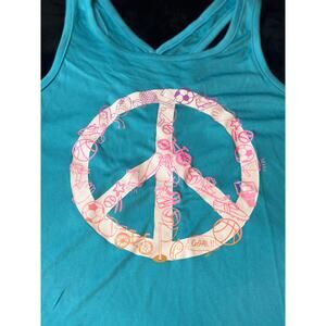 BCG Girl’s XL (16) Peace Sign Graphic Tank Top NWOTs